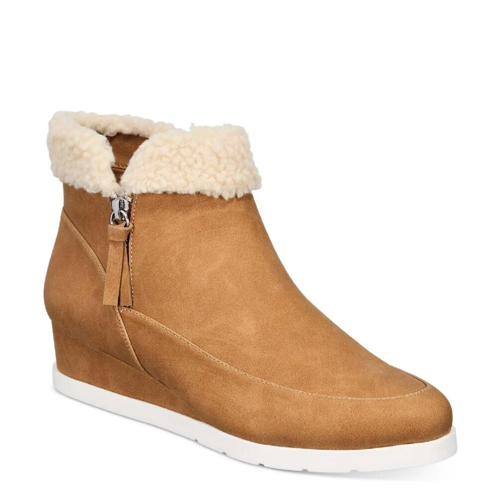 Style & Co. Womens Danniee Faux Leather Ankle Boots Wedge Boots